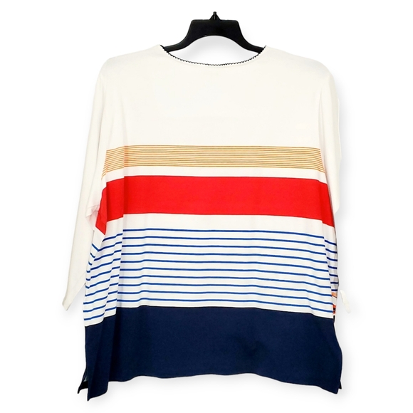 Alfred Dunner Women's "In the Navy" Square Neck Blouse Top sz XL - Picture 3 of 5